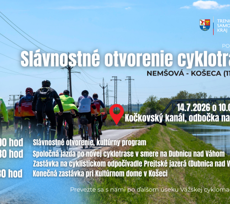 Otvárame ďalšie kilometre Vážskej cyklomagistrály! Buďte s nami pri tom.